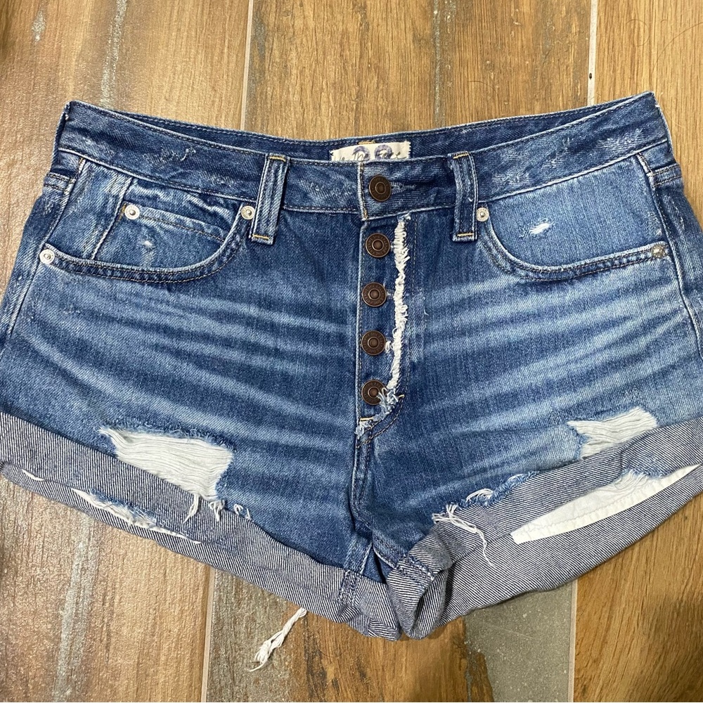Free People We The Free Romeo Rolled Beach Break Distressed Jean Shorts